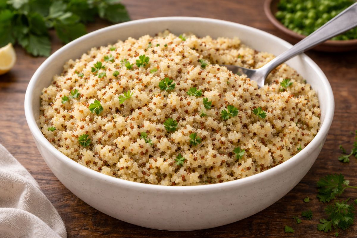 Quinoa cuit en gros plan